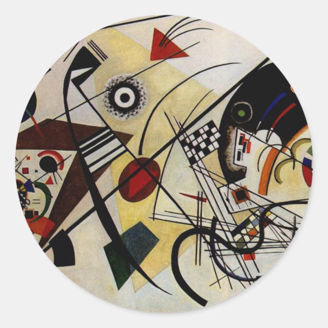 Kandinsky Transverse Unbroken Line Classic Round Sticker (Front)