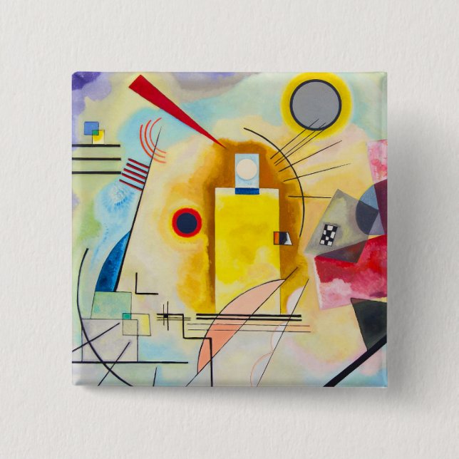 Kandinsky Yellow-Red-Blue 2 Inch Square Button (Front)