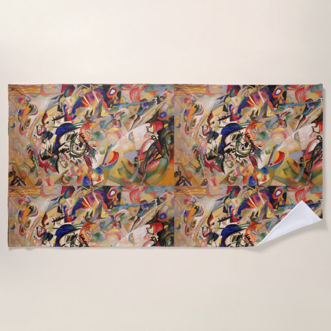 Kandinsky's Abstract Painting Artwork Beach Towel (Front)
