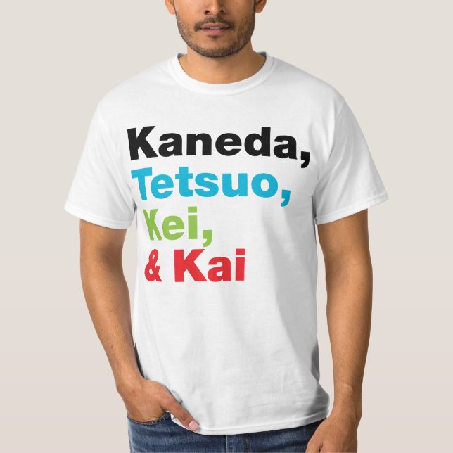 Kaneda Tetsuo etc Names (Light) T-Shirt (Front)