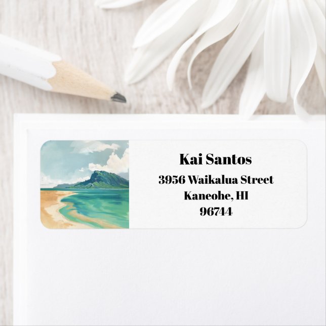 Kaneohe Sandbar Oahu Hawaii Retro Return Address (Insitu)