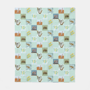Kanga Koala Platypus Possum and Echidna Fleece Blanket