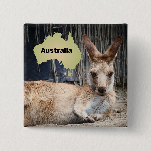 Kangaroo 2 Inch Square Button (Front)