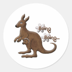 Kangaroo and Baby Kangaroo in Pouch Stickers