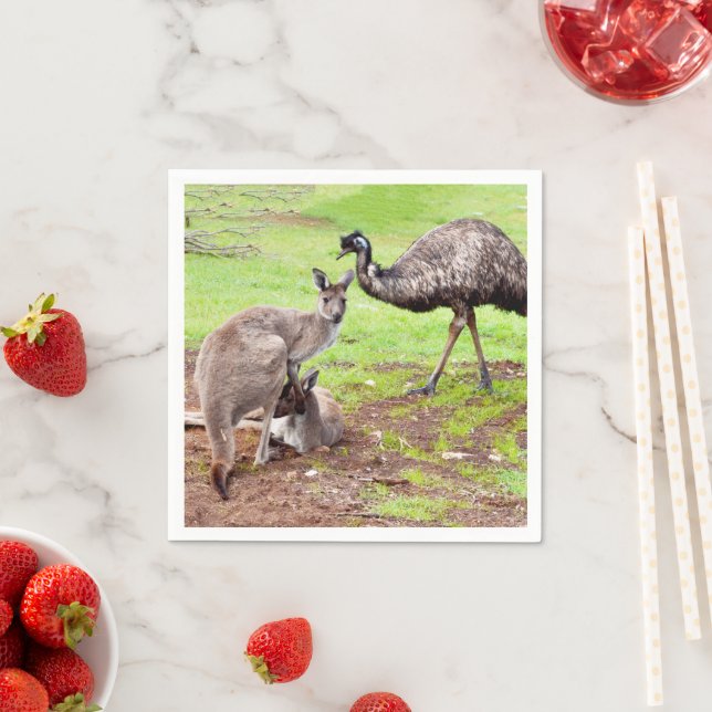 Kangaroo And Emu, Napkin (Insitu)
