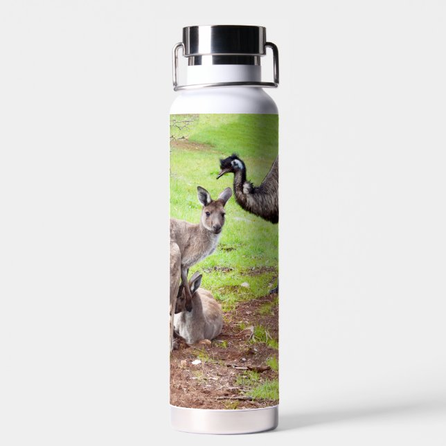 Kangaroo And Emu, Water Bottle (Back)