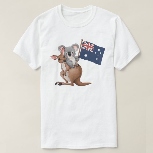 Kangaroo and Koala White T-Shirt (Design Front)