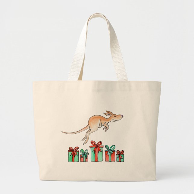 Kangaroo animal hopping over gift tote bag (Front)