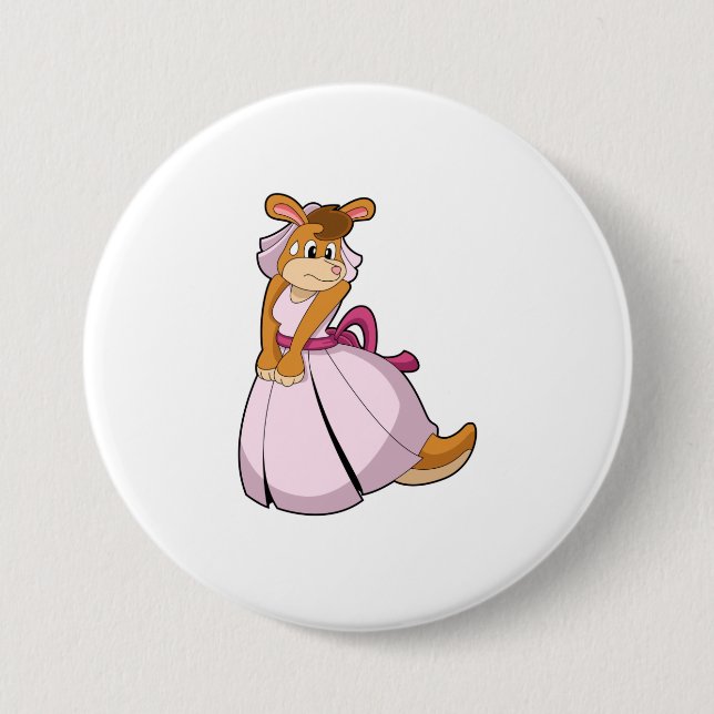 Kangaroo as Bride with Wedding dress 3 Inch Round Button (Front)