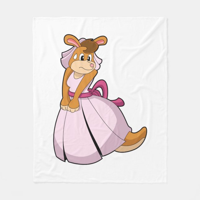 Kangaroo as Bride with Wedding dress Fleece Blanket (Front)