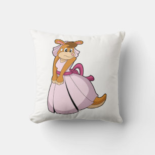 Kangaroo as Bride with Wedding dress Throw Pillow