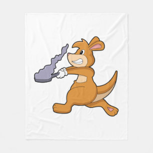 Kangaroo as Cook with Pan Fleece Blanket