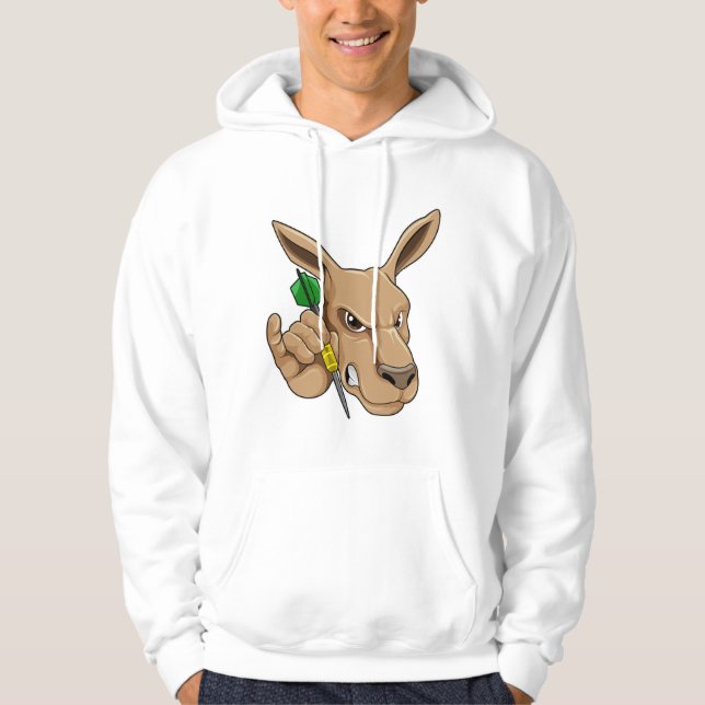 Kangaroo as Dart player with Dart Hoodie (Front)