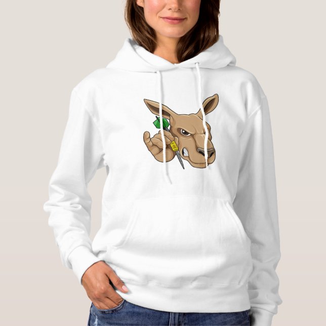 Kangaroo as Dart player with Dart Hoodie (Front)