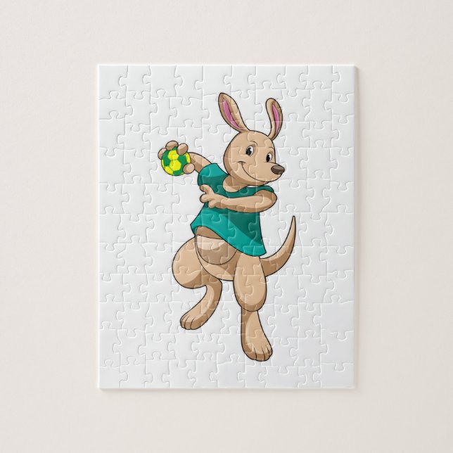 Kangaroo as Handball player with Handball Jigsaw Puzzle (Vertical)