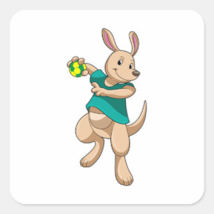 Kangaroo as Handball player with Handball Square Sticker