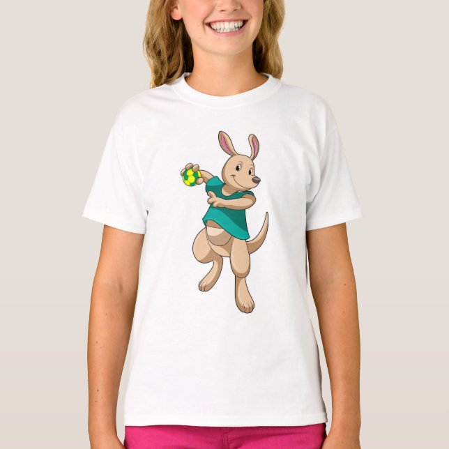 Kangaroo as Handball player with Handball T-Shirt (Front)