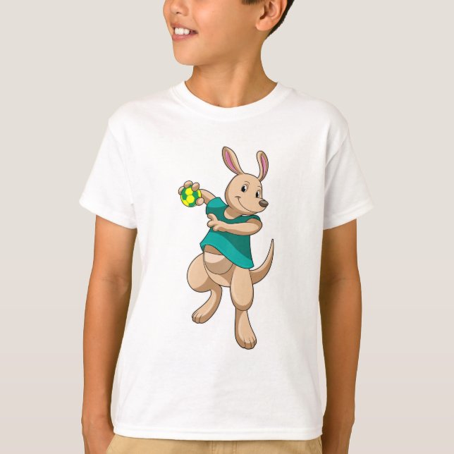 Kangaroo as Handball player with Handball T-Shirt (Front)