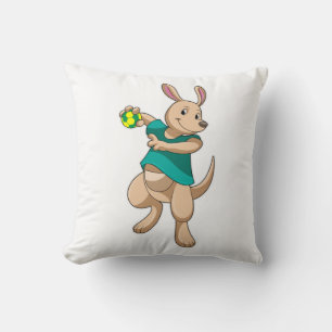 Kangaroo as Handball player with Handball Throw Pillow