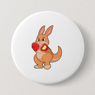 Kangaroo at Boxing with Boxing gloves 3 Inch Round Button