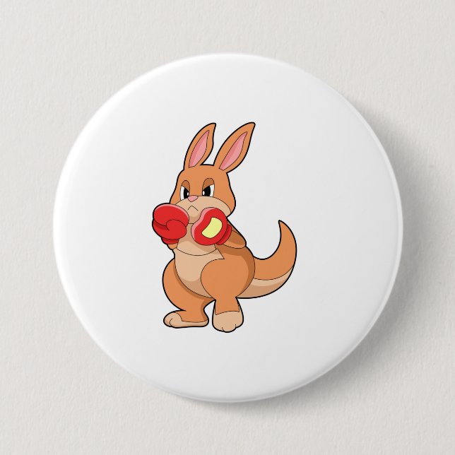 Kangaroo at Boxing with Boxing gloves 3 Inch Round Button (Front)