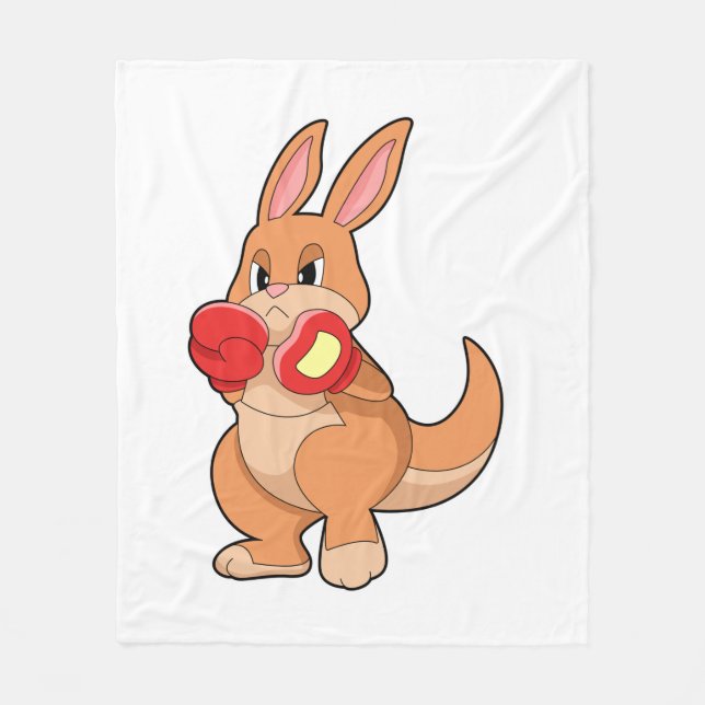 Kangaroo at Boxing with Boxing gloves Fleece Blanket (Front)