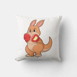 Kangaroo at Boxing with Boxing gloves Throw Pillow