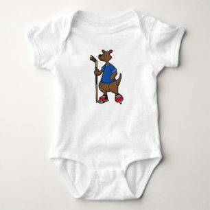 Kangaroo at Hockey with Hockey stick Baby Bodysuit