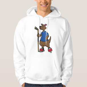 Kangaroo at Hockey with Hockey stick Hoodie