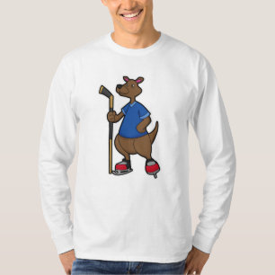 Kangaroo at Hockey with Hockey stick T-Shirt