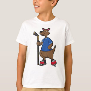 Kangaroo at Hockey with Hockey stick T-Shirt