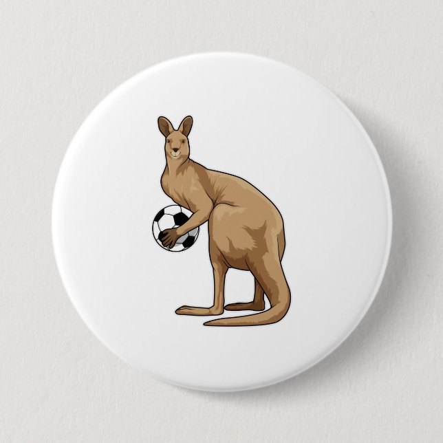 Kangaroo at Soccer Sports 3 Inch Round Button (Front)