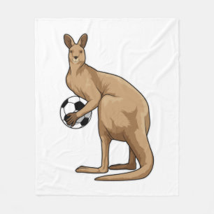 Kangaroo at Soccer Sports Fleece Blanket