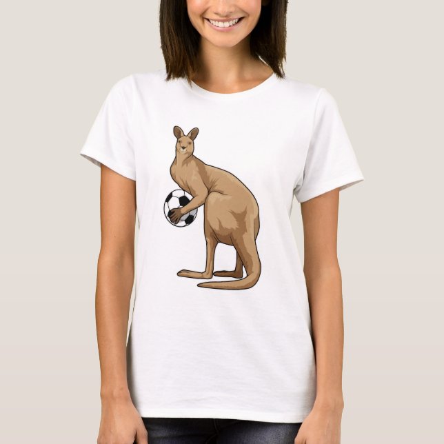 Kangaroo at Soccer Sports T-Shirt (Front)