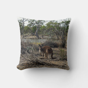 Kangaroo At The Billabong, Throw Cushion. Pillow