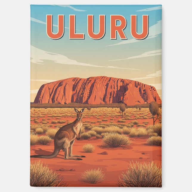 Kangaroo at Uluru Australia Magnet (Front)