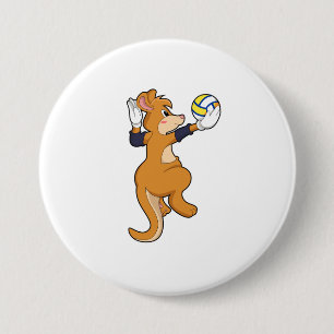 Kangaroo at Volleyball Sports 3 Inch Round Button