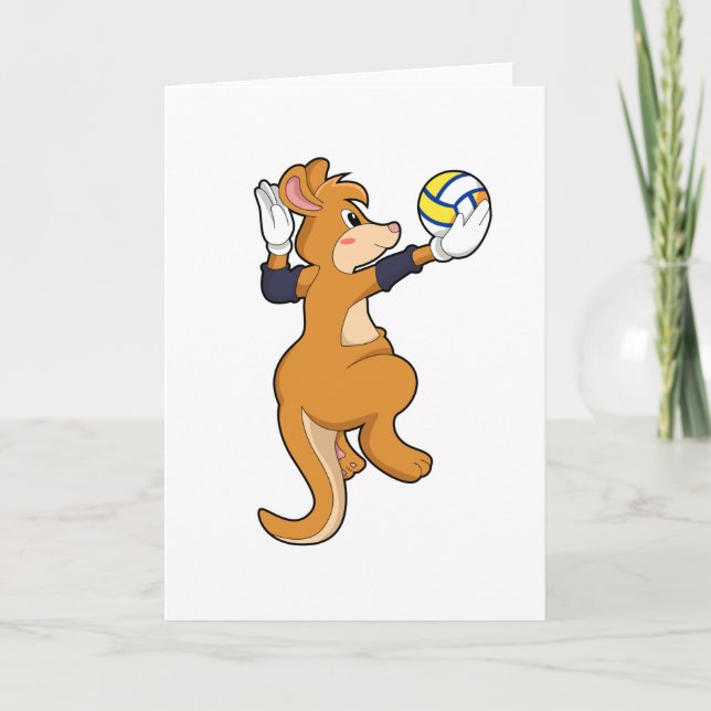 Kangaroo at Volleyball Sports Card (Front)