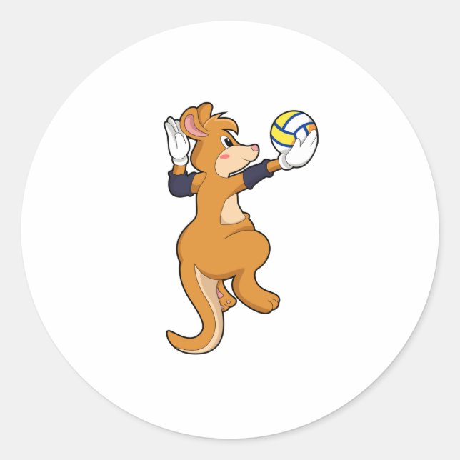 Kangaroo at Volleyball Sports Classic Round Sticker (Front)