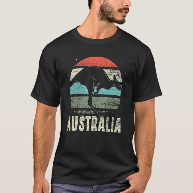 Kangaroo Aussie Zoo Animal  Retro Australia T-Shirt (Front)