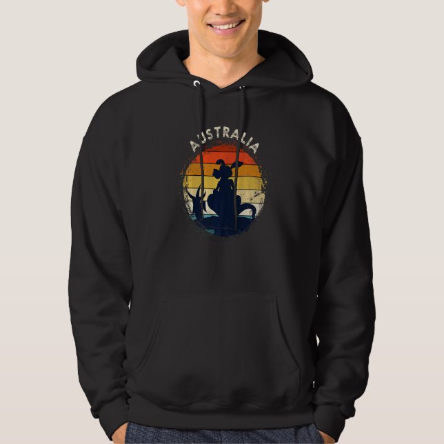 Kangaroo Australia Animal Aussie Retro Australia Hoodie (Front)