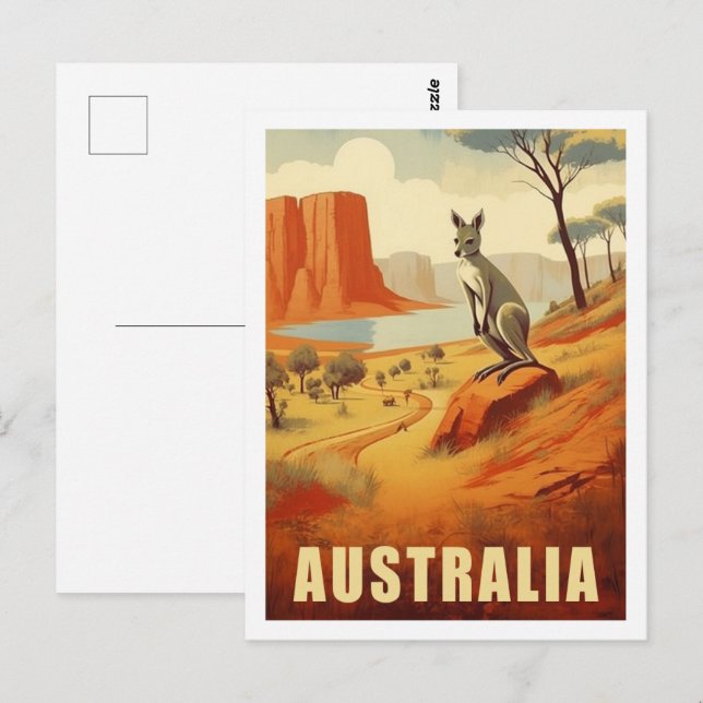 Kangaroo Australia Famous Vintage Travel Place Postcard (Front/Back)