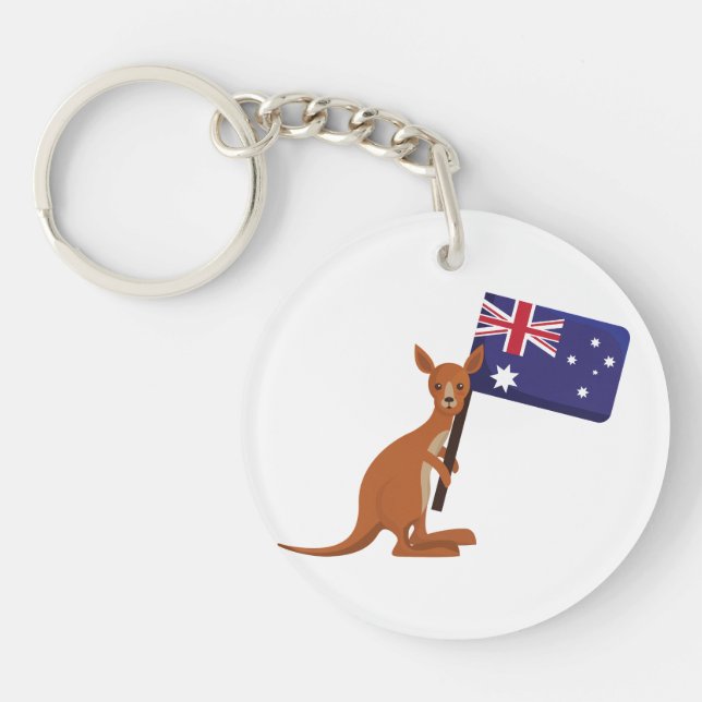 kangaroo australia flag keychain (Front)