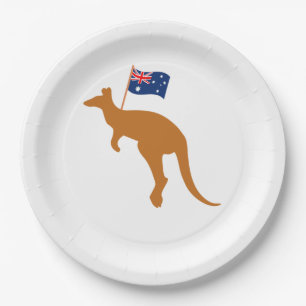 kangaroo australia flag paper plate