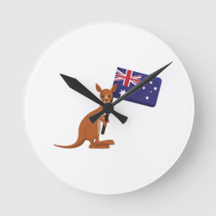 kangaroo australia flag round clock