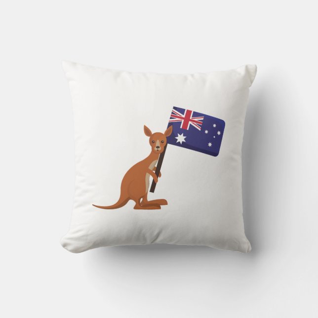 kangaroo australia flag throw pillow (Front)