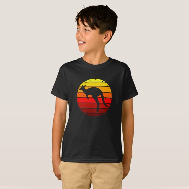 Kangaroo Australia Kangaroo Silhouette at Sunset T-Shirt (Front Full)