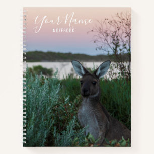 Kangaroo Australia Pink Sunset Double Sided Photo  Notebook