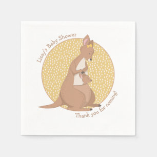 Kangaroo Baby Shower Neutral Yellow and Tan Napkin