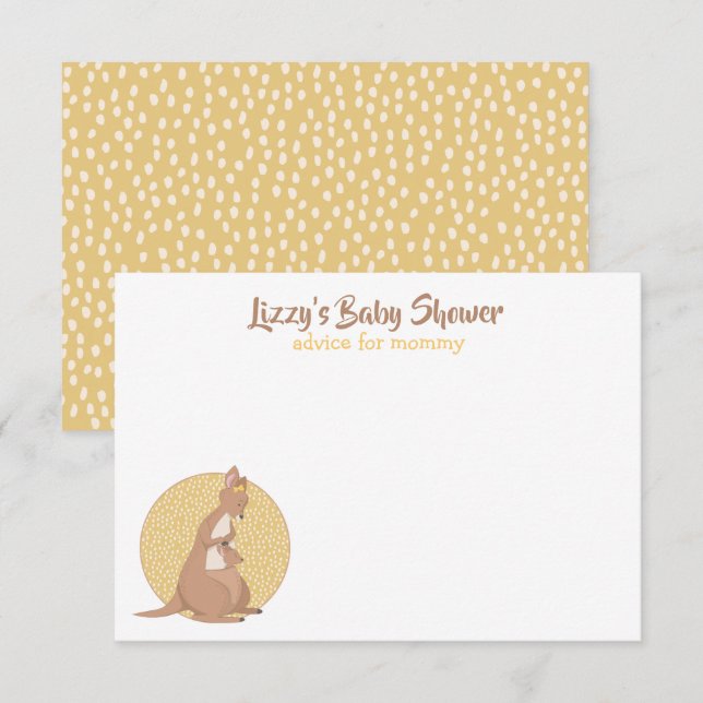 Kangaroo Baby Shower Yellow Advice for Mommy Invitation (Front/Back)